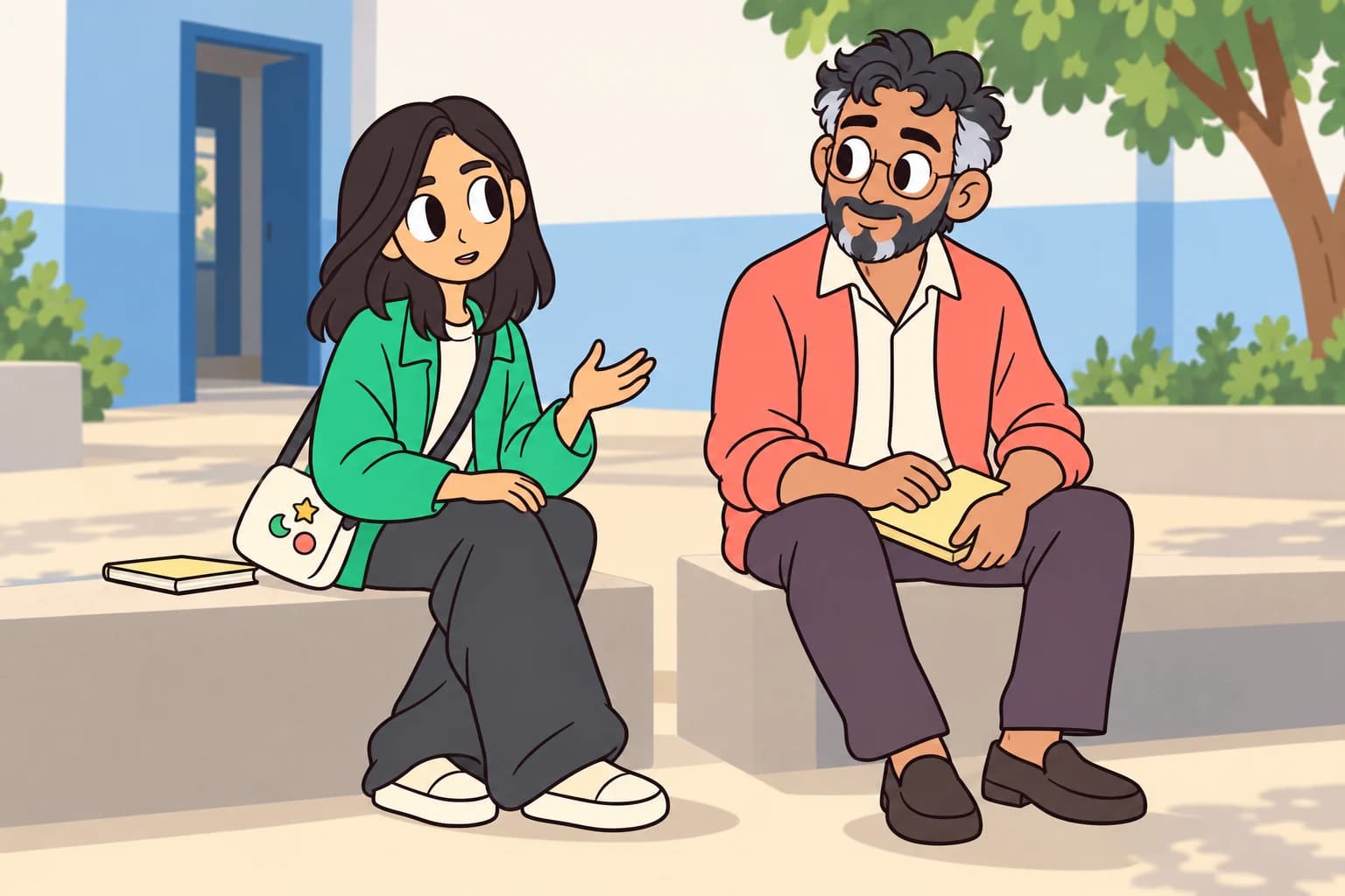 تشارك ميري ما يدور في ذهنها بينما يضع نبيل دفتره جانبًا ويستمع.